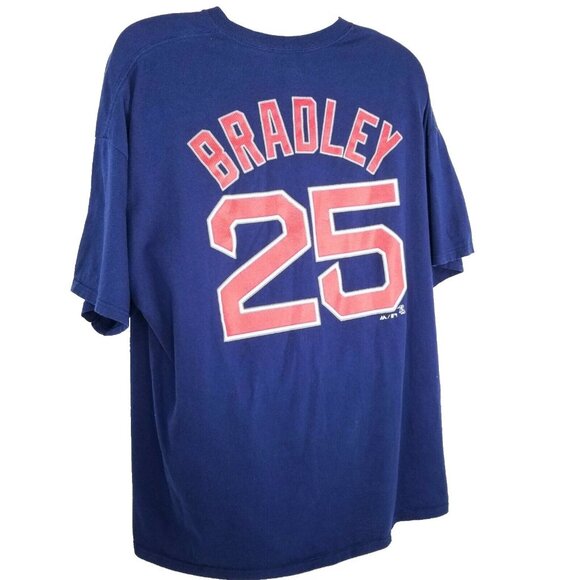 Majestic Boston Red Sox T Shirt Bradley 25 Mens Size 2XL Blue MLB Baseball - Picture 8 of 10